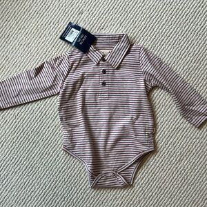 NWT me & Henry Boys “Seymour Polo Onesie in red stripe, 12-18 month.